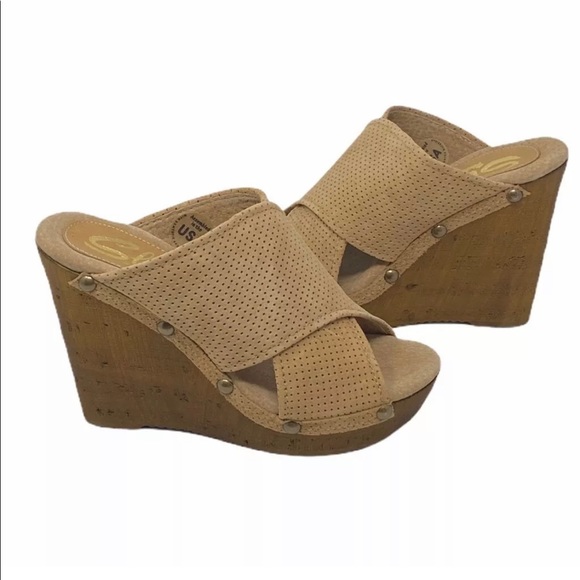 Sbicca Womens Declan Platform Wedge Sandals Tan 7 - Picture 4 of 8